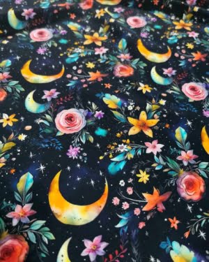 Moon Floral Cotton Lycra Jersey Fabric £16.50pm