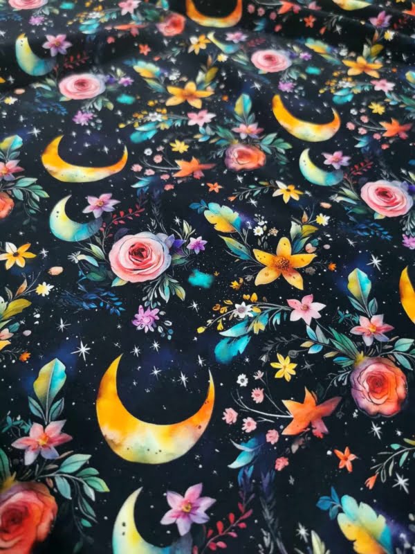Moon Floral Cotton Lycra Jersey Stretch Knit Fabric