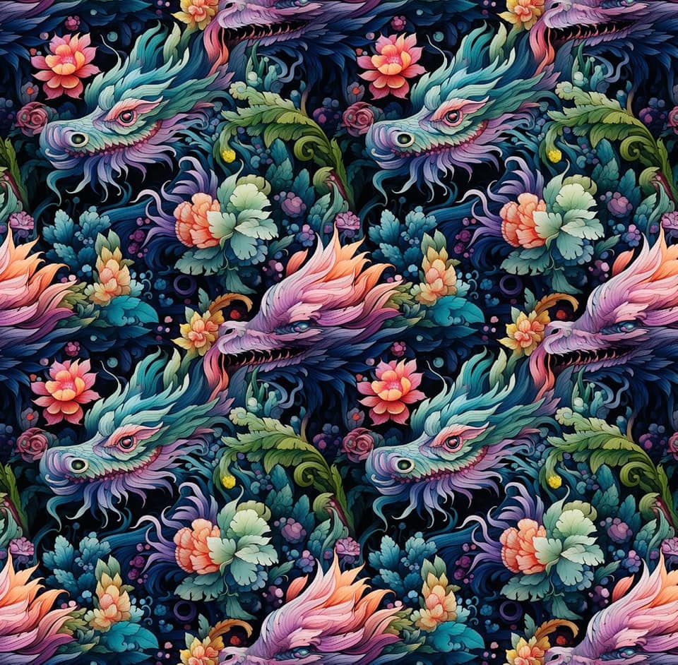 EXTENDED PREORDER Dragon Cotton Lycra Jersey Fabric £16.50pm