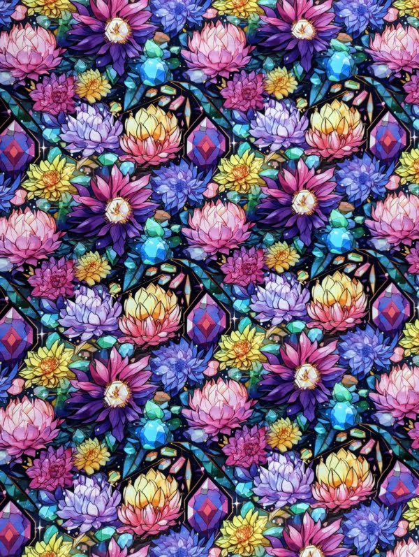 Gem Floral Cotton Lycra Jersey Stretch Knit Fabric