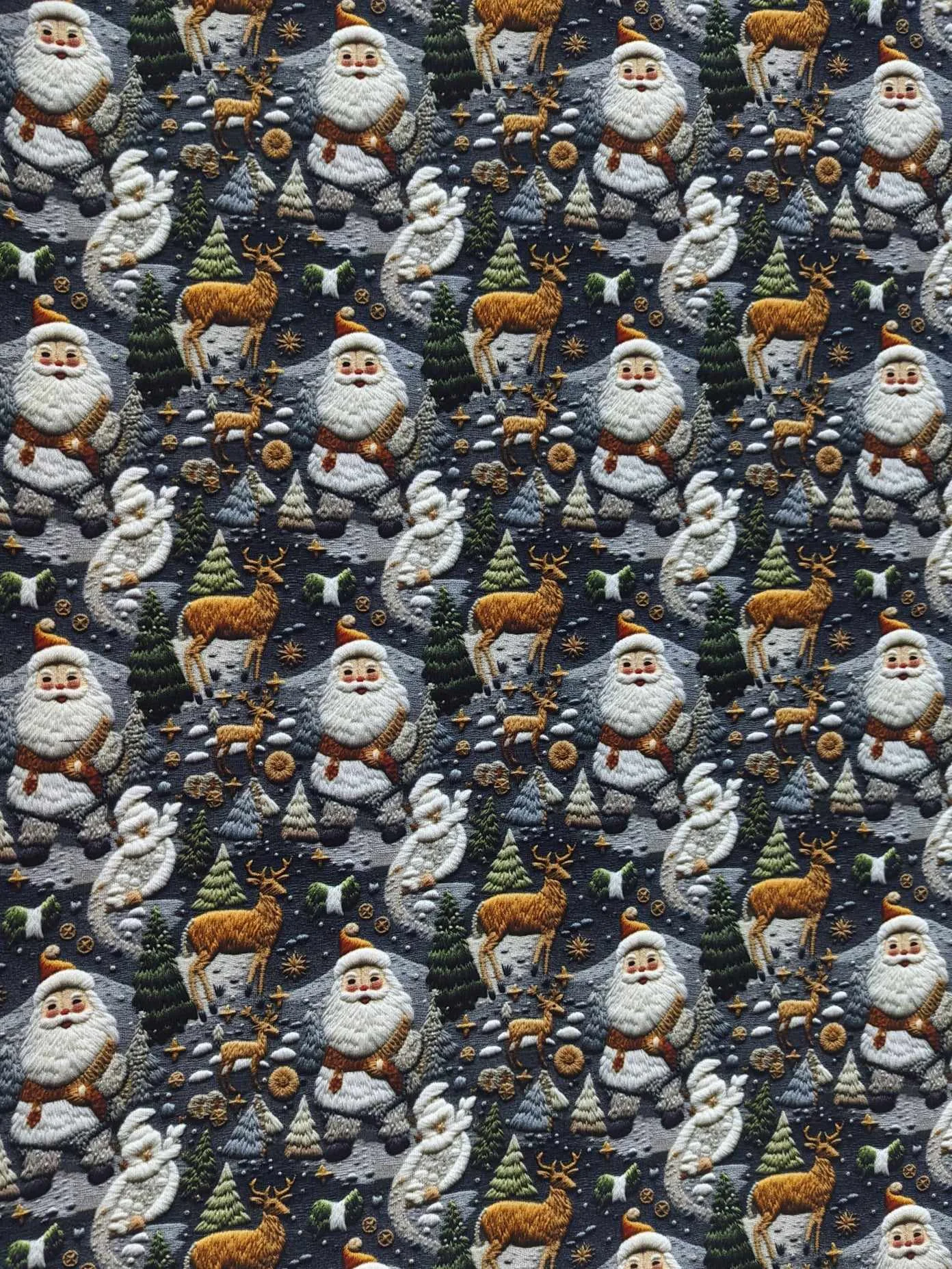 Christmas French Terry Fabric Stretch Knit Material