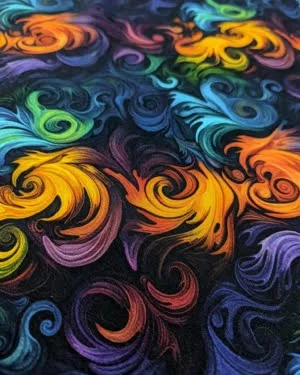 Curl Swirl Cotton Lycra Jersey Fabric £16.50pm Curl Swirl Cotton Lycra Jersey Fabric £16.50pm