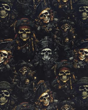 Pirate Skull Cotton Lycra Jersey Fabric £16.50pm