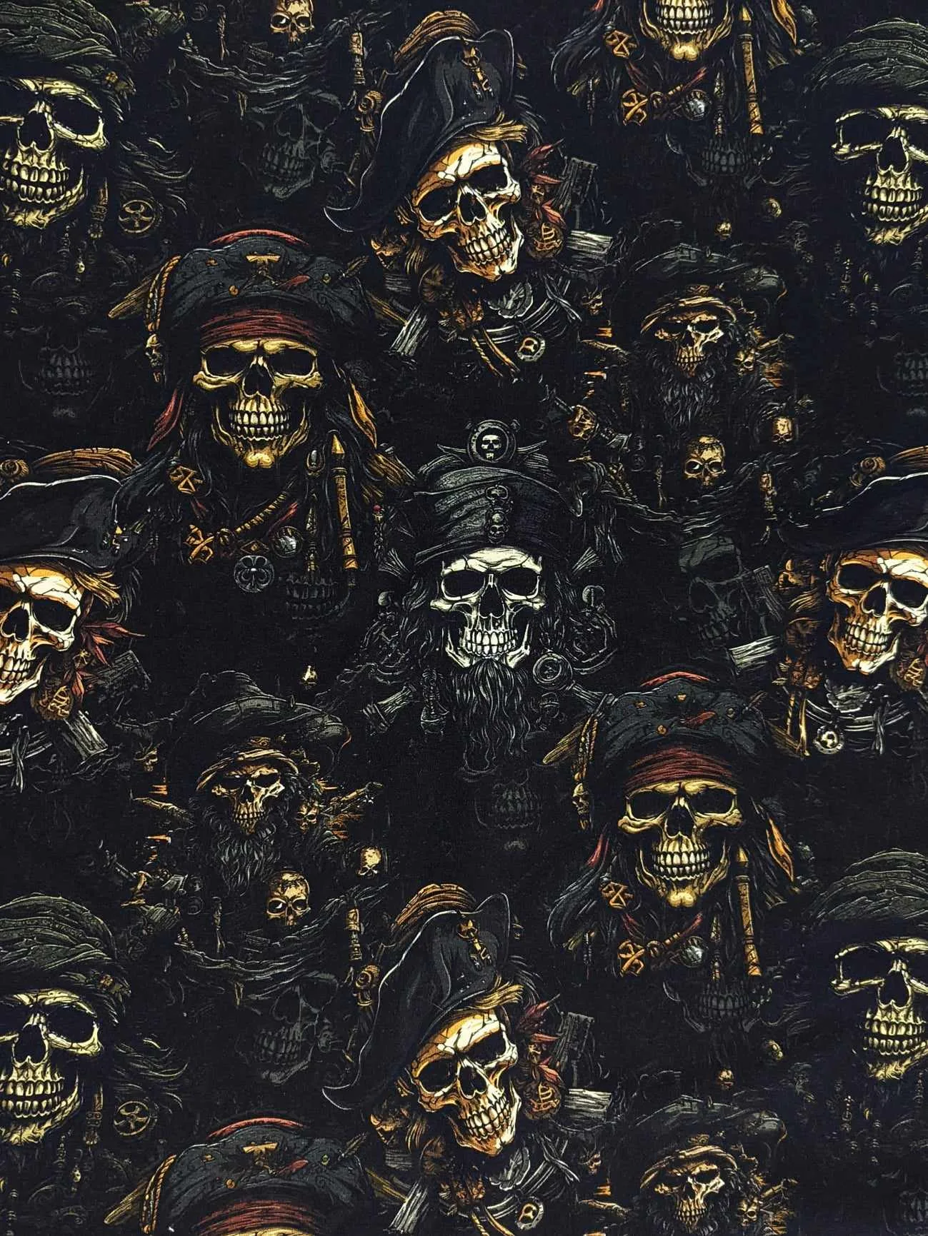 Pirate Skull Cotton Lycra Jersey Stretch Knit Fabric