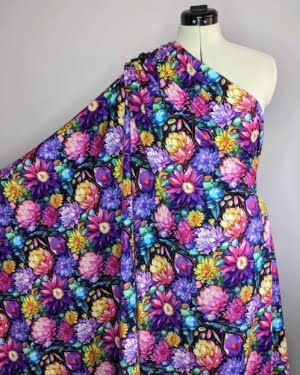 Gem Floral Cotton Lycra Jersey Fabric £16.50pm