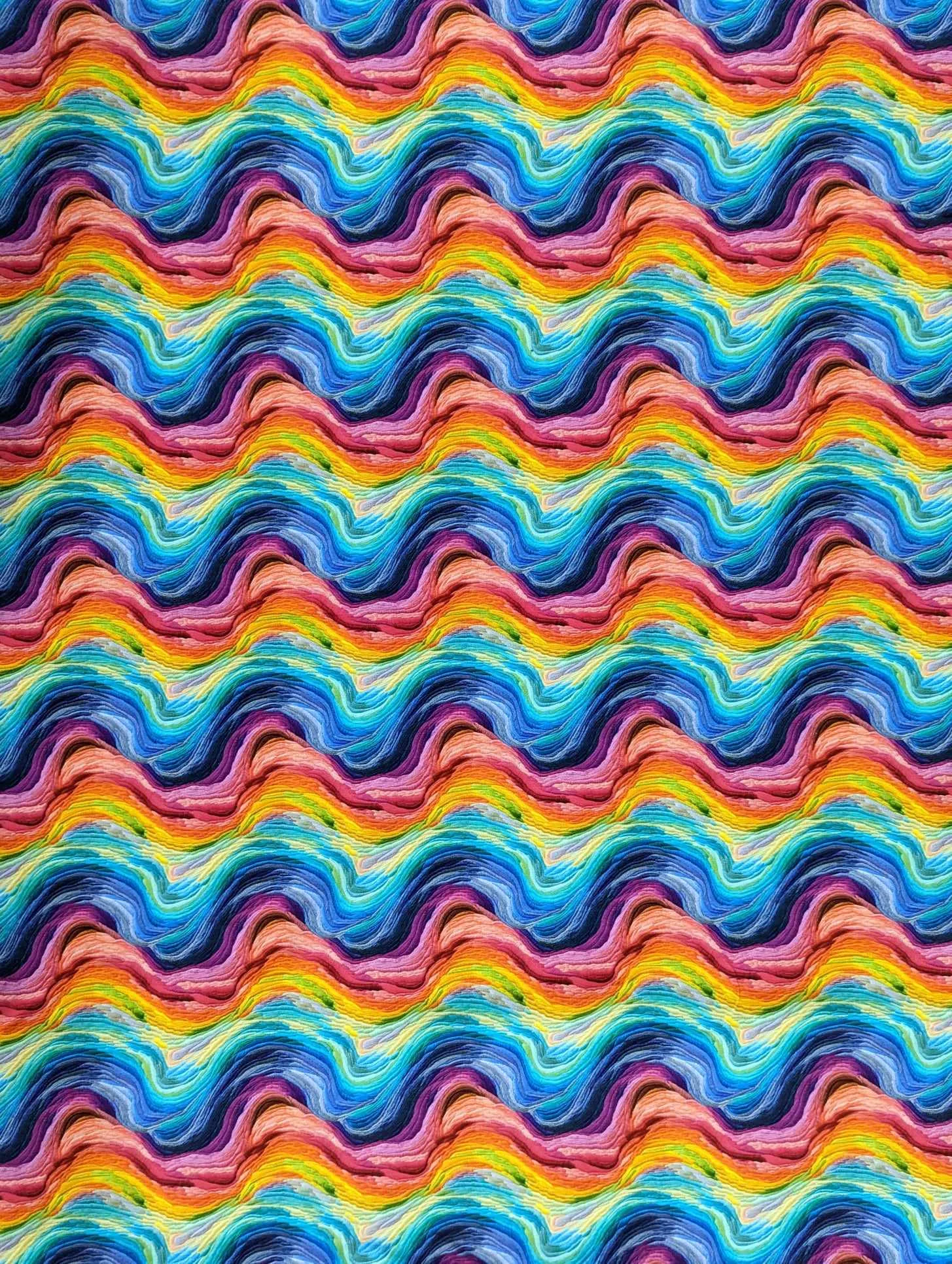 Rainbow Swirl Cotton Lycra Jersey Fabric stretch knit