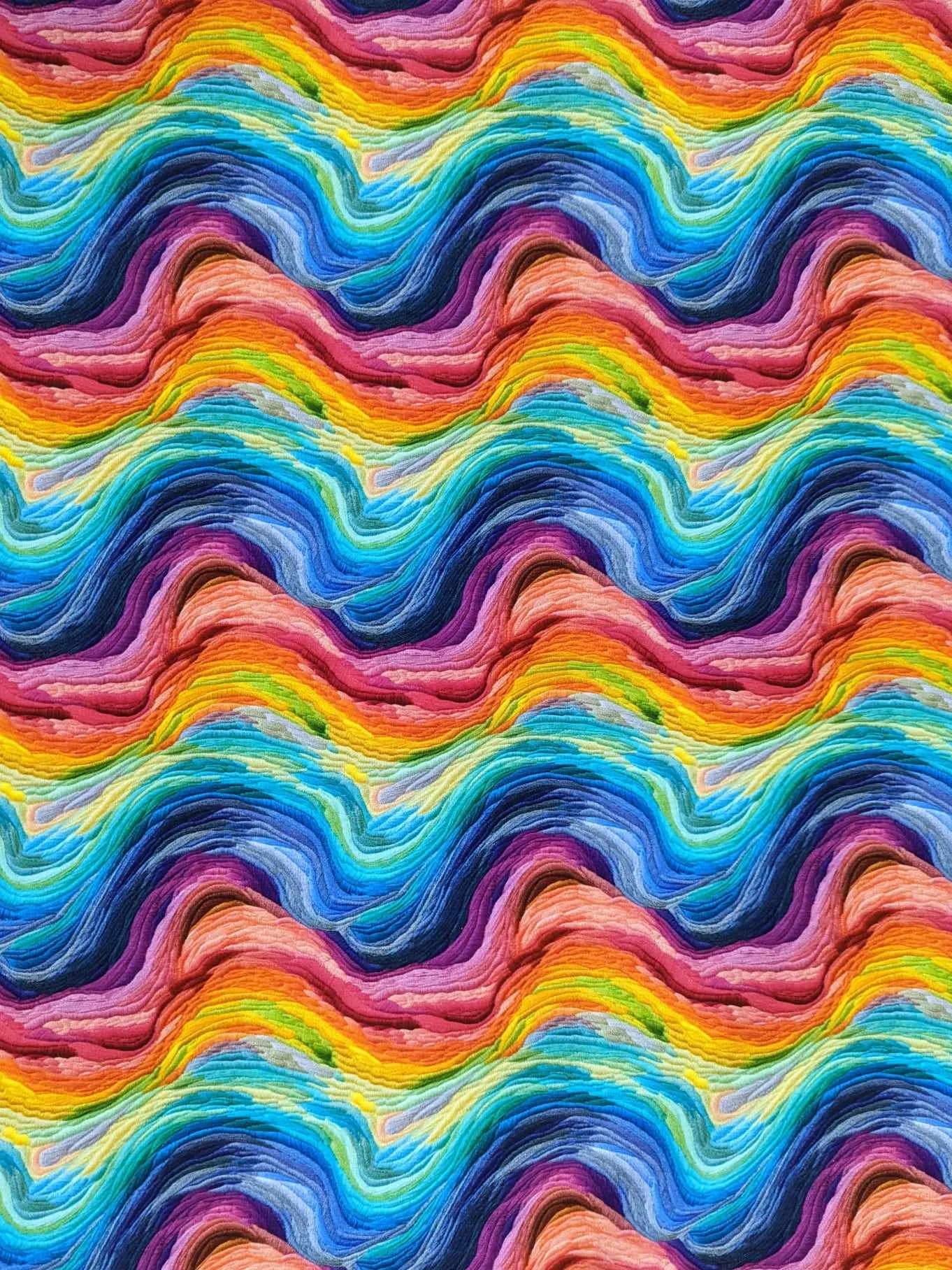 Rainbow Swirl Cotton Lycra Jersey Fabric stretch knit