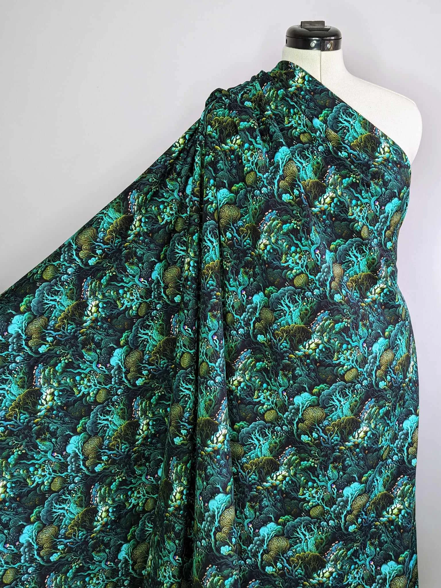 Green Forest French Terry Stretch Knit Fabric