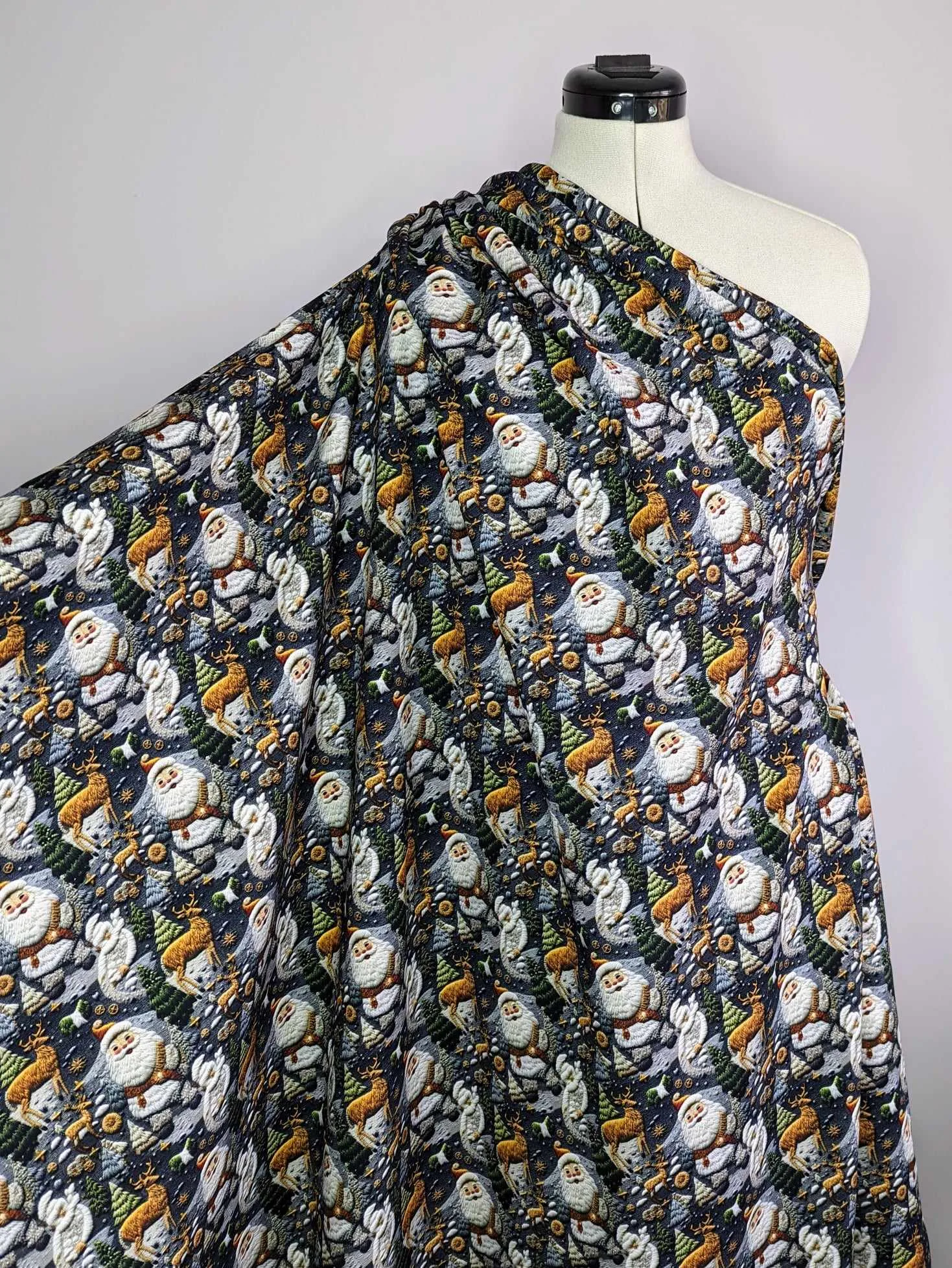 Christmas French Terry Fabric Stretch Knit Material
