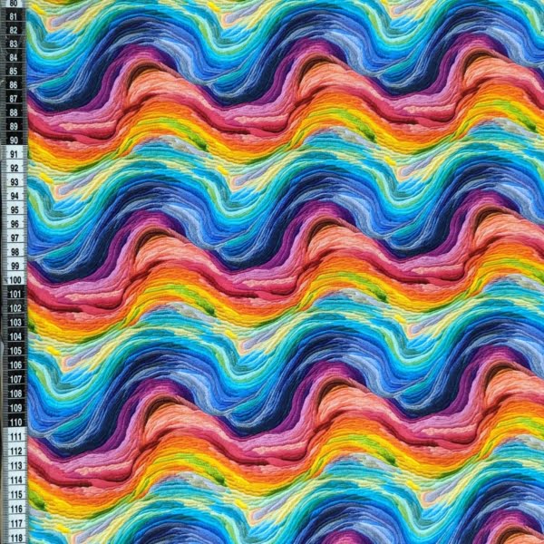 Rainbow Swirl Cotton Lycra Jersey Fabric stretch knit