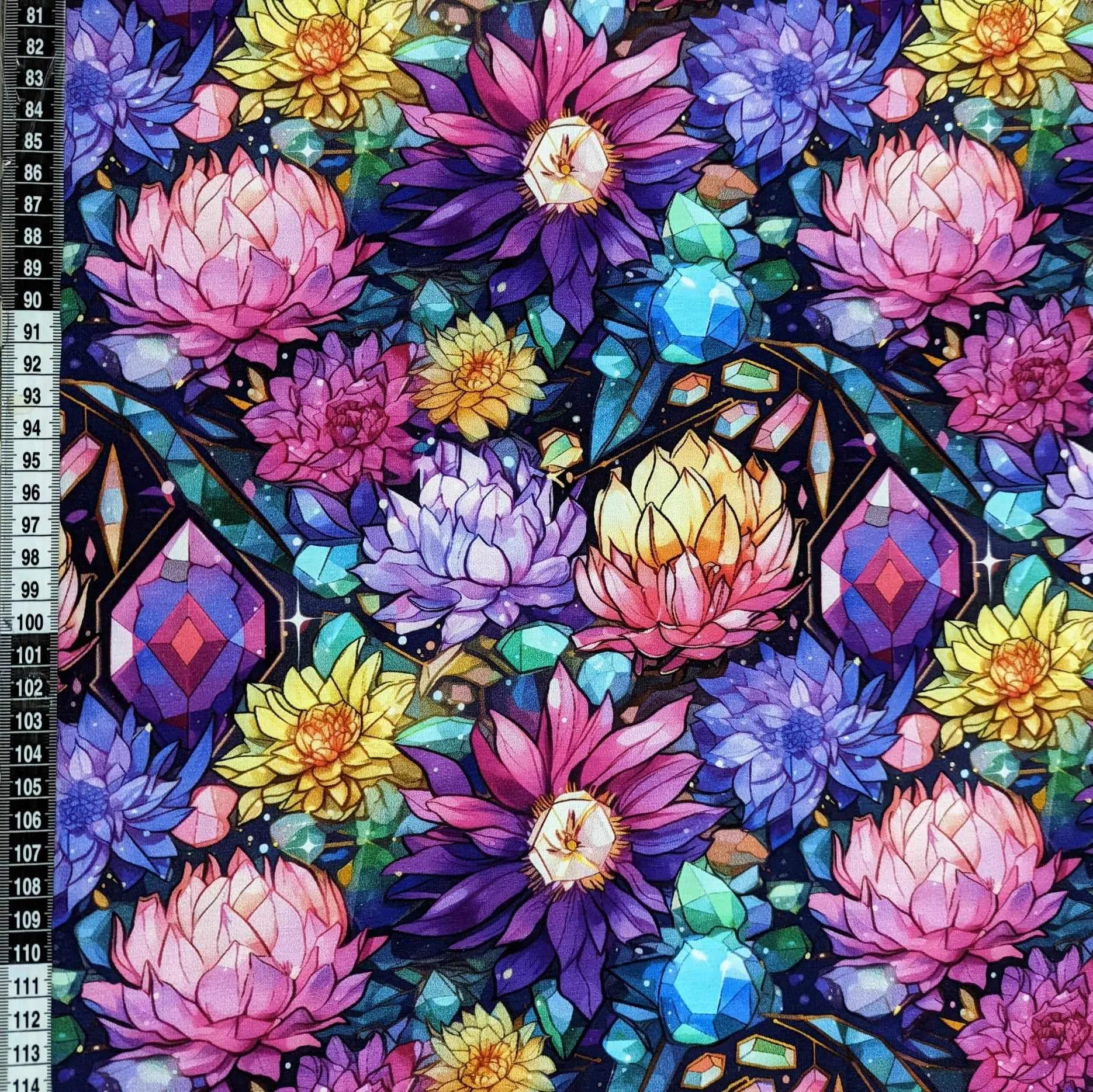 Gem Floral Cotton Lycra Jersey Stretch Knit Fabric