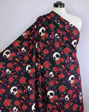 Rose Skulls French Terry Fabric £16.50pm