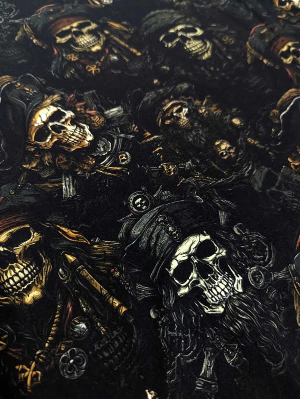 Pirate Skull Cotton Lycra Jersey Stretch Knit Fabric