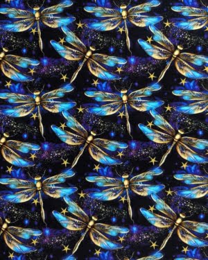 Cotton Lycra Jersey Fabric Vibrant Dragonfly £16.50pm