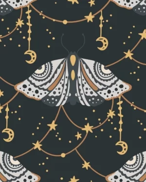 PREORDER Witchy Moths Jersey Fabric Due May 2024 £16.50pm