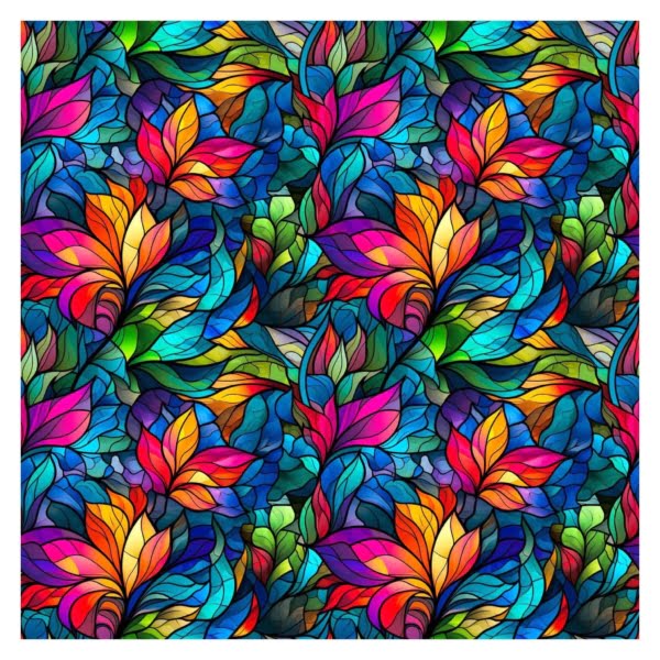 PREORDER Stained Glass Leaf Jersey Fabric Due May 2024 £16.50pm 5