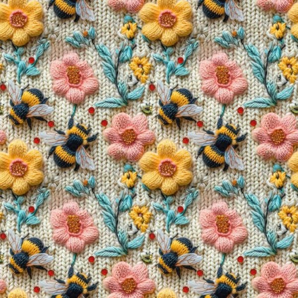 PREORDER Embroidered Bee French Terry Fabric Due May 2024 £16.50pm 4