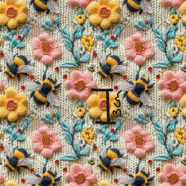 PREORDER Embroidered Bee French Terry Fabric Due May 2024 £16.50pm 6
