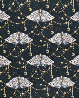 Witchy Moths Jersey Fabric £16.50pm