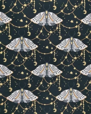 Witchy Moths Jersey Fabric £16.50pm