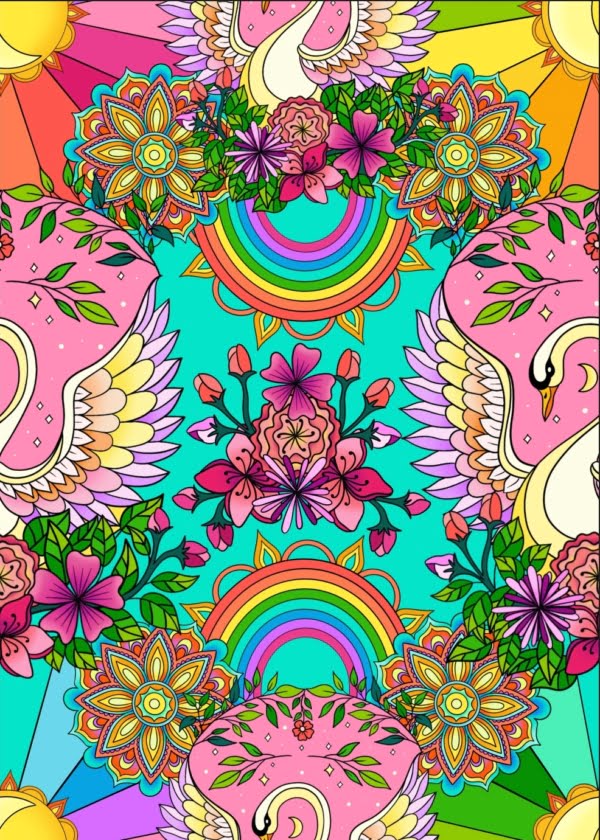 PREORDER Rainbow Swan Jersey Fabric Due May 2024 £16.50pm 4