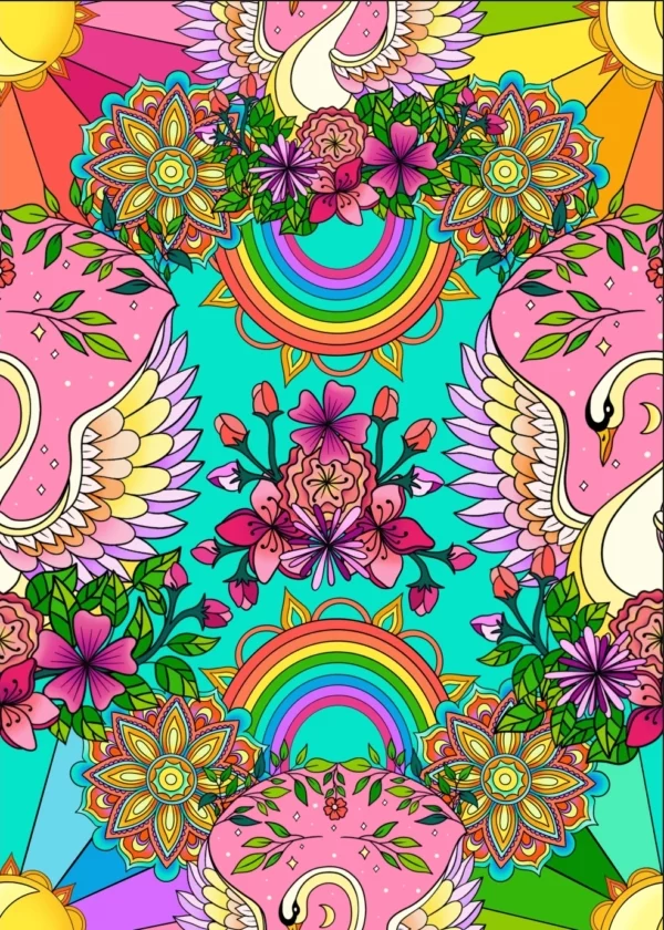 Rainbow Swan Jersey Fabric £16.50pm 4