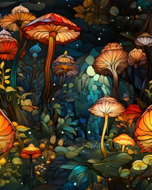 PREORDER Mushroom Forest Jersey Fabric Due May 2024 £16.50pm