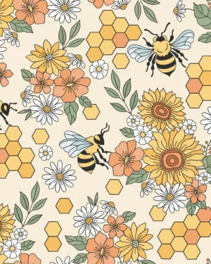 PREORDER Bee Floral Jersey Fabric Due June 2024 £16.50pm
