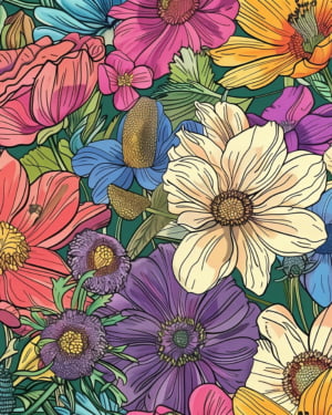 PREORDER Mixed Floral Jersey Fabric Due June 2024 £16.50pm