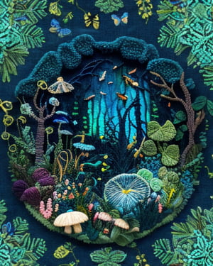 PREORDER Enchanted Forest Embroidery Jersey Fabric Due June 2024 £16.50pm