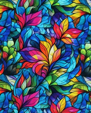 PREORDER Stained Glass Leaf Jersey Fabric Due July 2024 £16.50pm