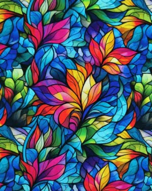 Stained Glass Leaf Jersey Fabric £16.50pm