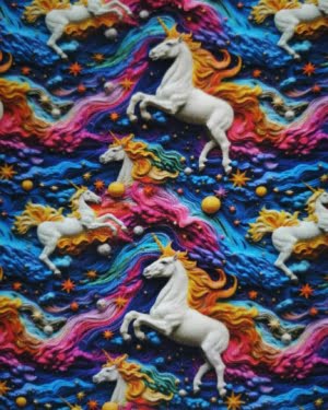 3D Rainbow Unicorn Jersey Fabric £16.50pm