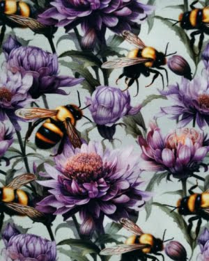 Purple Floral Bee Jersey Fabric £16.50pm