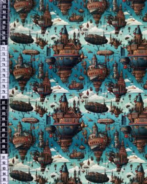 Steampunk Sky Ship French Terry Fabric £18pm