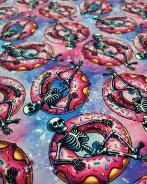 Fun Donut Skeleton Jersey Fabric £16.50pm