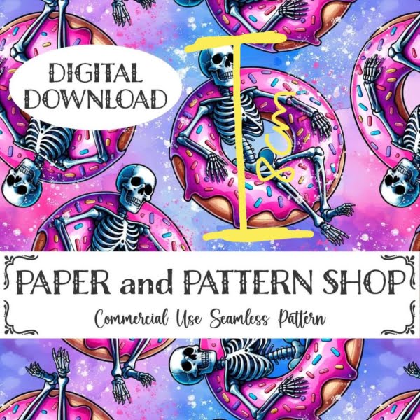 PREORDER Fun Donut Skeleton Jersey Fabric Due July 2024 £16.50pm 5