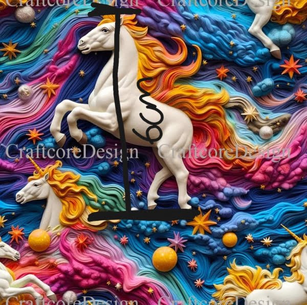 PREORDER 3D Rainbow Unicorn Jersey Fabric Due July 2024 £16.50pm 5