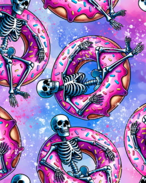 PREORDER Fun Donut Skeleton Jersey Fabric Due July 2024 £16.50pm