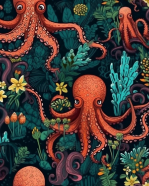 PREORDER Octopus Sea French Terry Fabric Due August 2024 £18pm