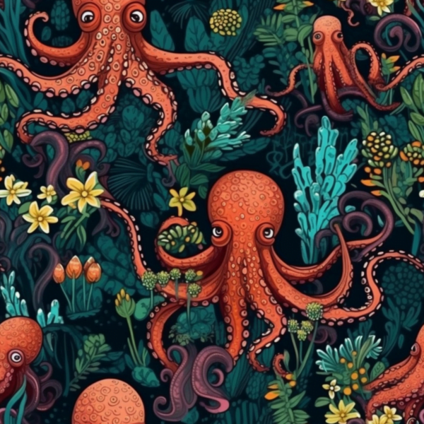 PREORDER Octopus Sea Jersey Fabric Due July 2024 £16.50pm 4