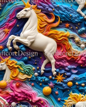 PREORDER 3D Rainbow Unicorn Jersey Fabric Due July 2024 £16.50pm