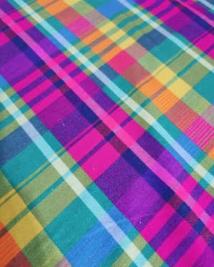 FLAWED – See pictures Rainbow Tartan French Terry Fabric SALE £14pm