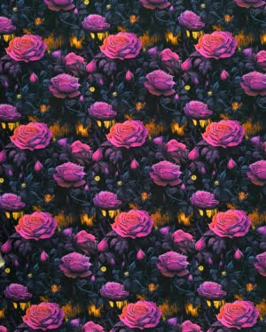 Purple Dark Roses Jersey Fabric £16.50pm