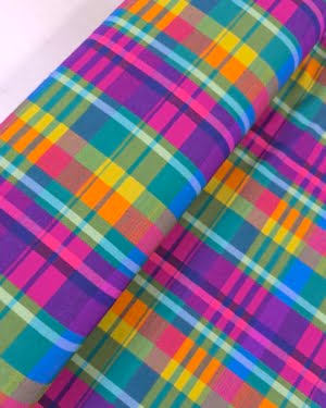 Rainbow Tartan French Terry Fabric £18pm