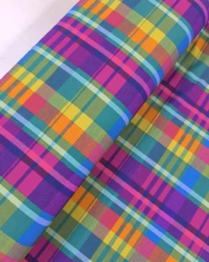 Rainbow Tartan French Terry Fabric £18pm