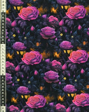 Purple Dark Roses Jersey Fabric £16.50pm