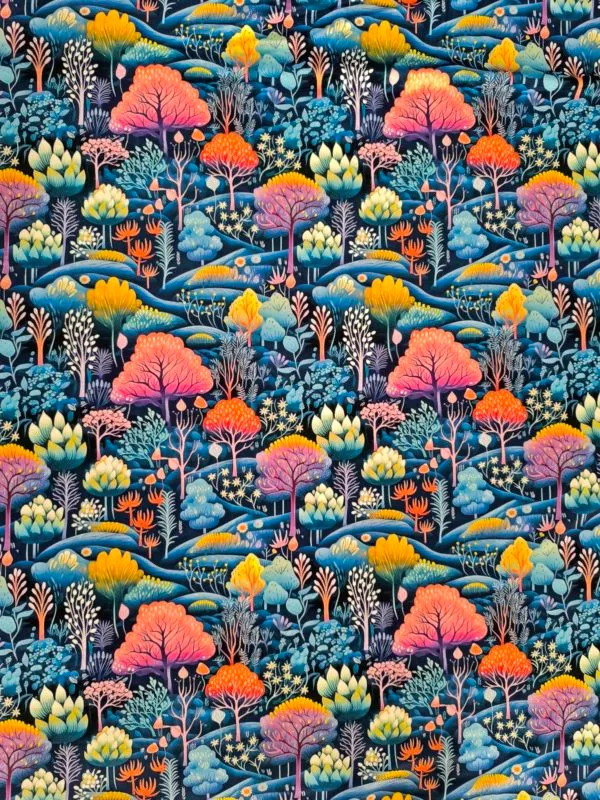 Pastel forest design on super soft squish fabric, a stretchy snuggly polyester material.