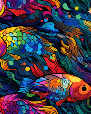 PREDORDER due Nov Rainbow Fish Squish Fabric £17 pm