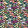 Embroidery effect cottages with floral countryside it is a beautiful jersey stretch fabric for sewing clothes.